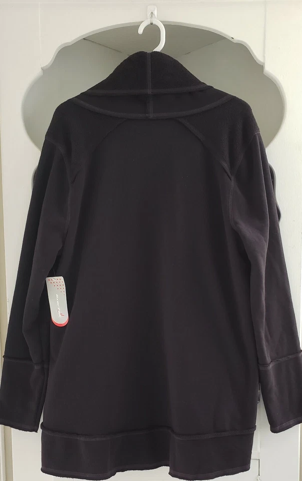 Exertec Fleece Jacket Plus Size 2X Midnight Blue Shawl Collar Open Front New NWT - Image 3 of 4