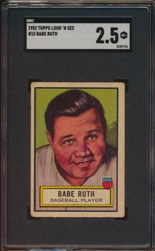 1952 Topps Look And See Babe Ruth #15 HOF New York Yankees SGC 2.5 GREAT COLOR