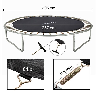 AREBOS Sprungmatte Ø 257 cm für Trampoline mit Ø 305 cm 165 mm Federn 64 Ösen