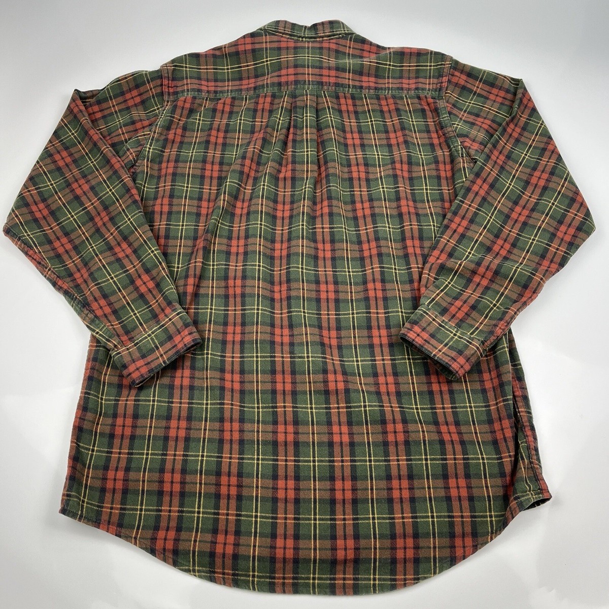 夜神Vintage Plaid Shirt XL Vintage LL Bean Green Red Plaid Flannel Long Sleeve Shirt
