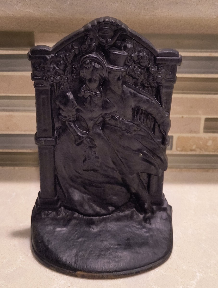 Vintage Victorian Cast Iron Door Stop- Man and Woman 5.5” Black | eBay