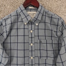 Abercrombie Fitch Muscle Shirt Mens Large Blue Plaid Long Sleeve Button Casual