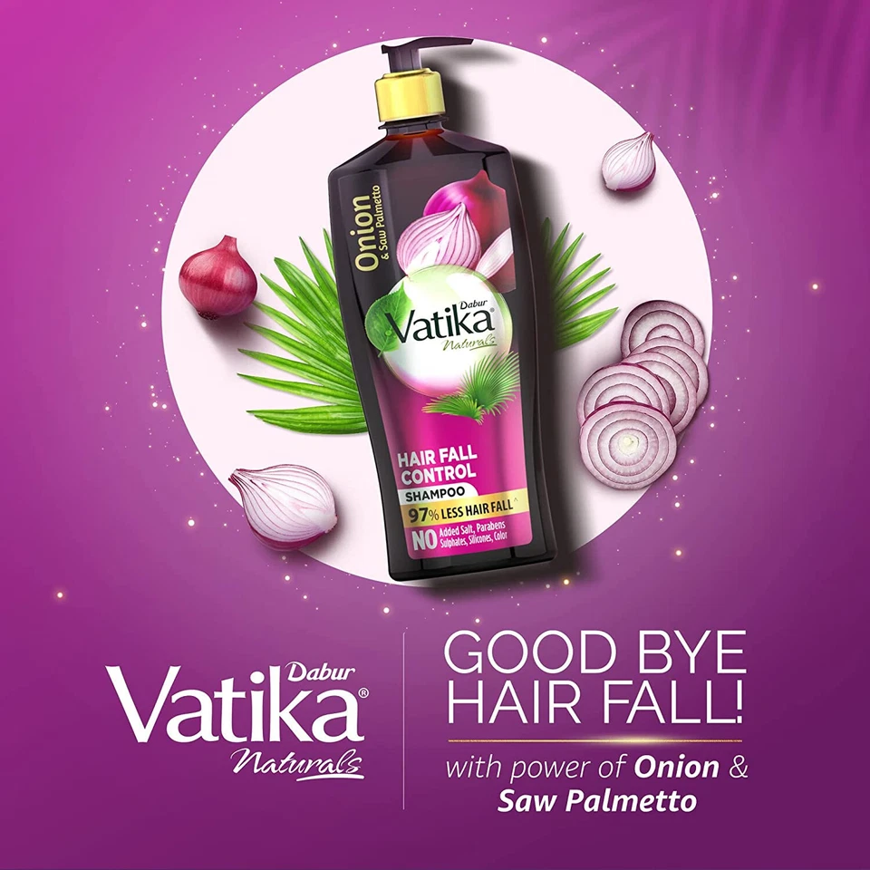 Dabur Vatika Onion Hair Fall Control Shampoo - 97% Hair Fall Reduction -640 ML - Image 2 of 4
