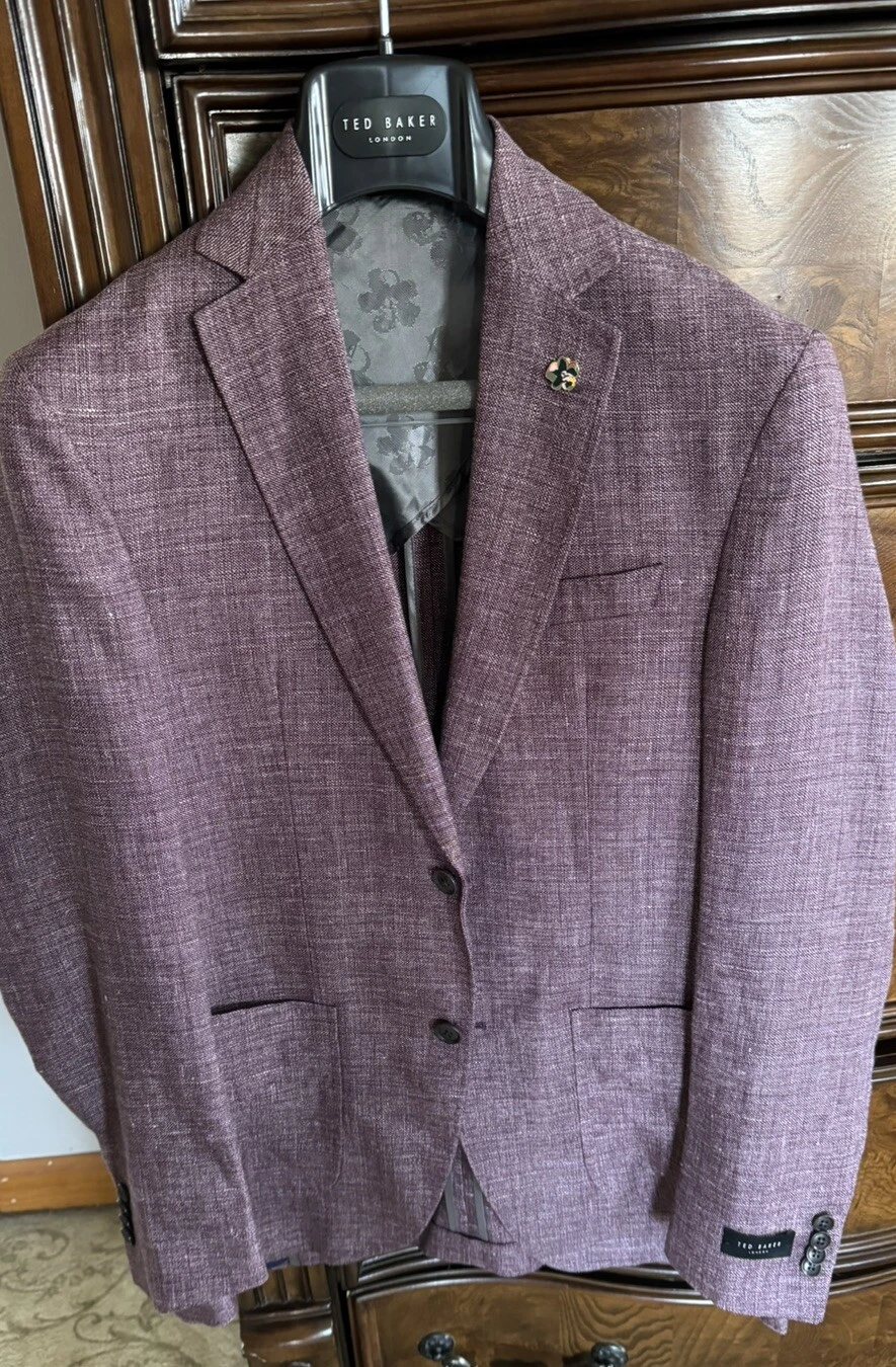 Ted Baker “KEITH” 100% Plum Wool Sport Jacket Size 38 R MSRP $795