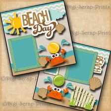 BEACH vacation 2 premade scrapbook pages layout scrapbooking BY DIGISCRAP A0089