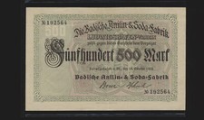 Ludwigshafen am Rhein 500 marek Ważny do 31.12.1923 BASF Notgeld (649-M