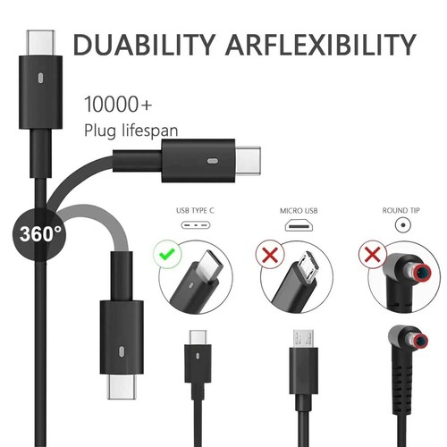 130W Type-C USB-C Charger For Dell XPS 15 9500 9510 9520 9530 9700 AC Adaptor - Picture 4 of 21