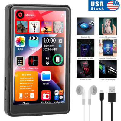 2025 Bluetooth MP3 Music Player Full Touch Screen FM MP3 Player HiFi 16G 4.0inch