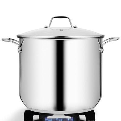 #ad NutriChef Stainless Steel Stockpot Heavy Duty Induction Pot Soup Pot With Lid $71.99