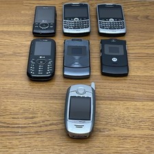 Lot of 7 Assorted Cell Phones For Parts Scrap BlackBerry, Razr V3, LG, Verizon