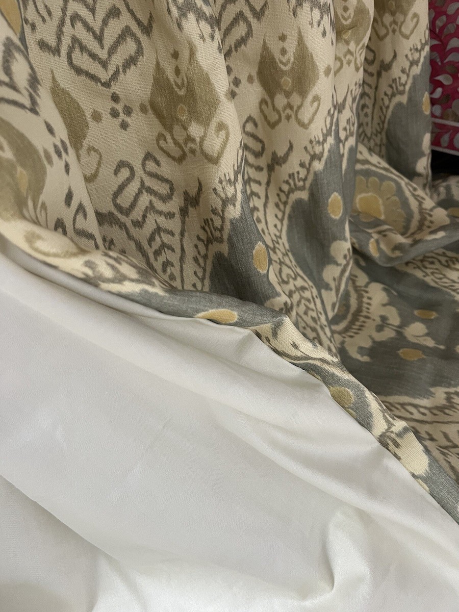 Rideaux Sur Mesure En Lin Pur 100% — Design Bukhara Ikat Lewis & Wood — Occasion Haut De Gamme