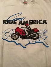 Vtg Come Ride America Motorcycle T-Shirt Sz L USA Made