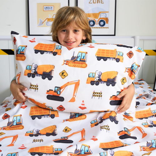Kids Full Sheet Set Construction Vehicle - 4 Piece Soft Microfiber Bed Sheets - Picture 5 of 12