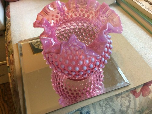 Vintage Fenton Cranberry Hobnail 5" T Vase, 3850 CR