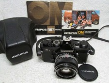 Vint. OLYMPUS OM-1 BLACK 35mm FILM SLR Camera w/50mm, Manual  Case. BEAUTIFUL 