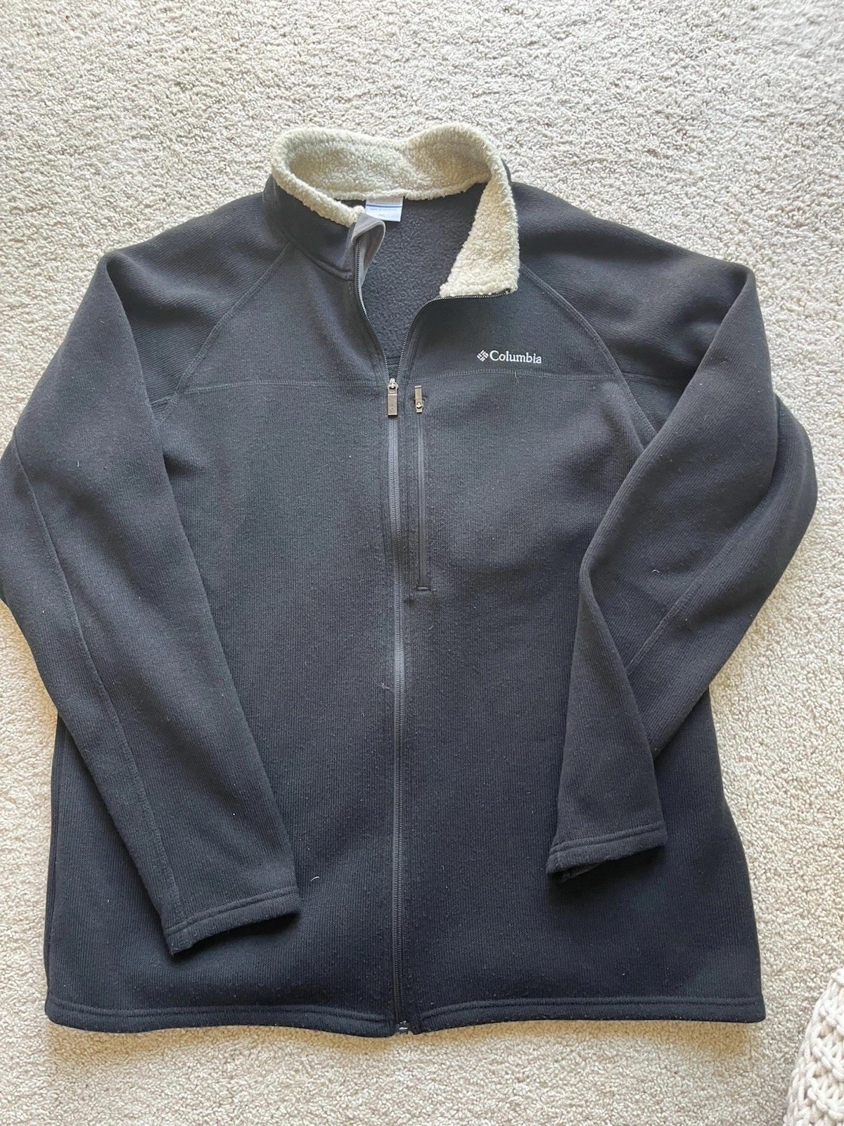 Columbia Mens Black Full Zip Fleece Jacket Sherpa Lined Stand Collar Size XXL - product detail image 1