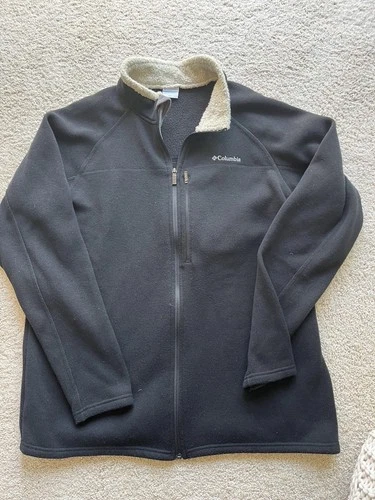Columbia Mens Black Full Zip Fleece Jacket Sherpa Lined Stand Collar Size XXL - product listing photo