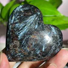 2.5''Arfvedsonite Heart Stone Palm Stone Healing Reiki Gemstone Gift Home Decor
