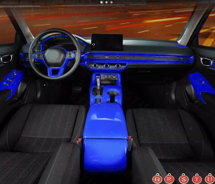 Juego completo de decoración interior coche azul brillante 34* para Honda Civic 11th 2022-2025 Foto 2 de 4