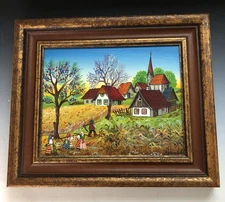 Original KOWALSKI Naive Painting Oil Folk Primitive Signed Hungarian Artist