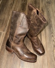 Vintage Frye Cavalry Campus Pull On Boots Made In USA Brown Cowhide Mens 10M