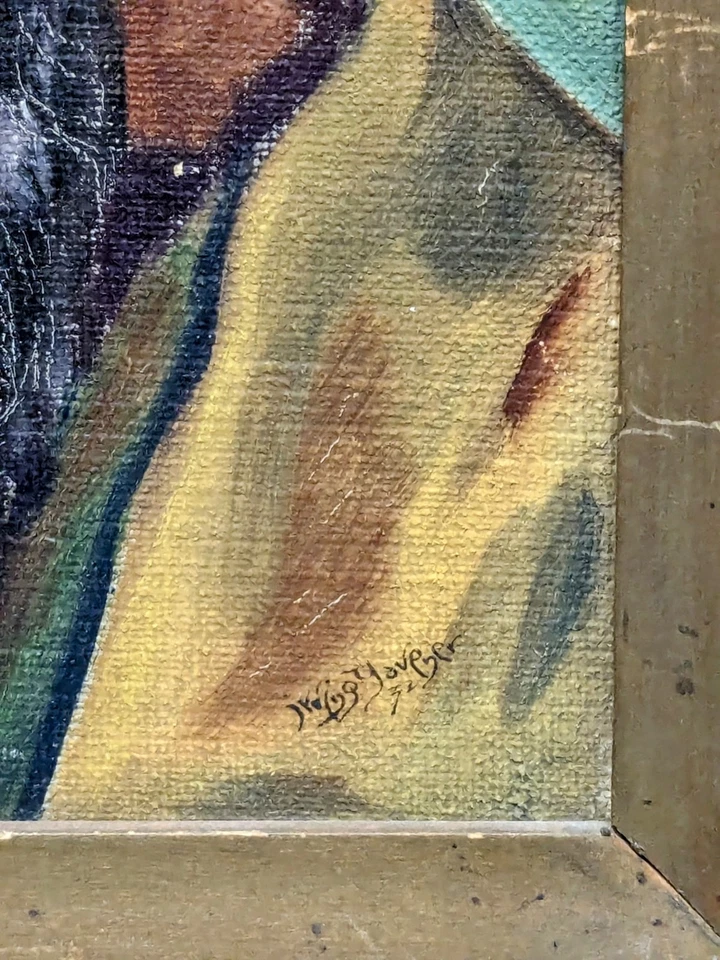 Antique 1932 Muslim Islamic Man Portrait Art Framed Painting 13 X 17 Yavner - Image 3 of 4