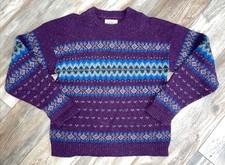 Alps Vintage Merrimac Valley Men  s Size L Purple Blue Grandpa Sweater
