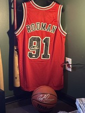 Brand New Signed Jersey And Basketball Dennis Rodman Certified Prime Time (AUTO)