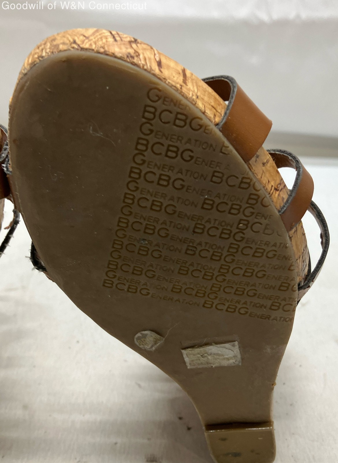 BCBGeneration Brown Caged Gladiator Cork Wedge Sa… - image 5