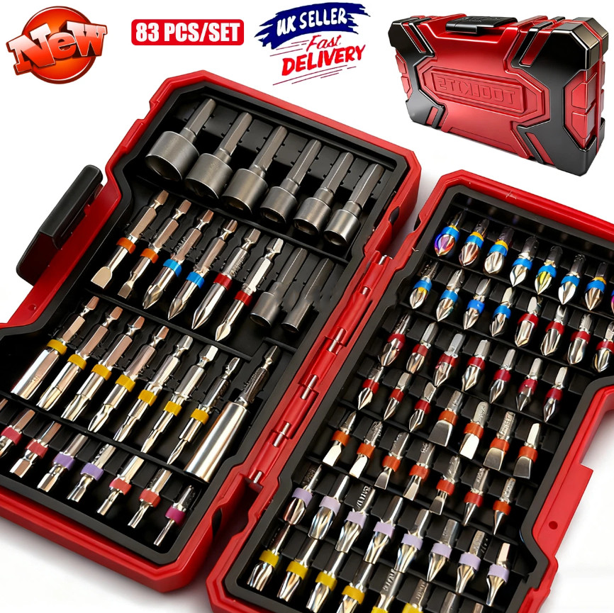 83x Screwdriver Bit Set Magnetic Colorful Torx Hex Phillips Bits Steel Precision