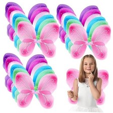 24 Pcs Fairy Wings Kids Bulk, Butterfly Angel Costume Wings for Girls 20 x 21