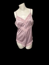 Vintage Stain Lace Romper Lilac Pink Size M Coquette Y2K Slip Cami Lingerie