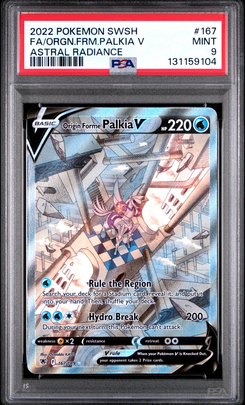 Pokémon Origin Forme Palkia V 167/189 Astral Radiance Ultra Rare PSA 9 2022