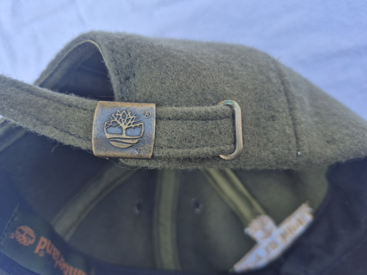 Vintage Timberland Green Wool Cap Brown Suede Brim Adjustable Made