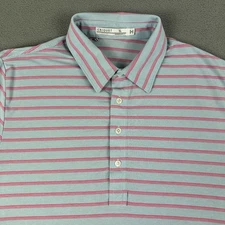 Criquet Polo Shirt Mens XL Blue Pink Striped Golf Classic Pima Cotton Peru