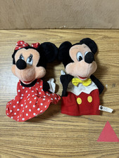 Mattel Vintage 1993 Disney Plush Mickey and Minnie Mouse 10 Hand Puppets Vtg