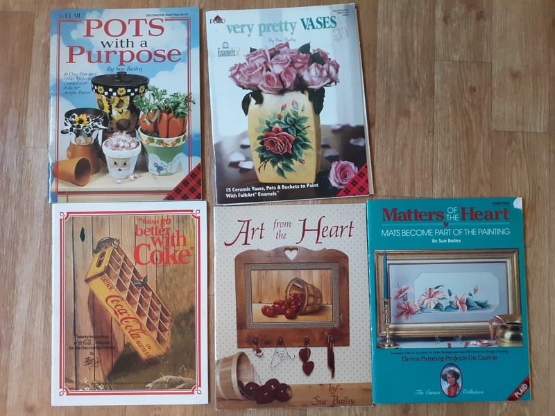 Sue Bailey craft lot of 5:  tole painting Pots with a Purpose (read description)