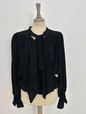 RARE Vintage 1960s Quorum blouse Ossie Clark crepe shirt balloon sleeves #V3@PRE