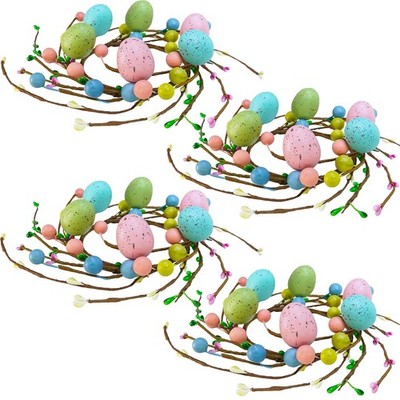 4 Pcs Easter Egg Candle Rings Wreaths Spring Egg and Pip Berry Candle Rings A...
