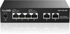 6Port 10G Managed Ethernet Network Switch w/2 x 10G RJ45 & 4 x 2.5G Base T Ports