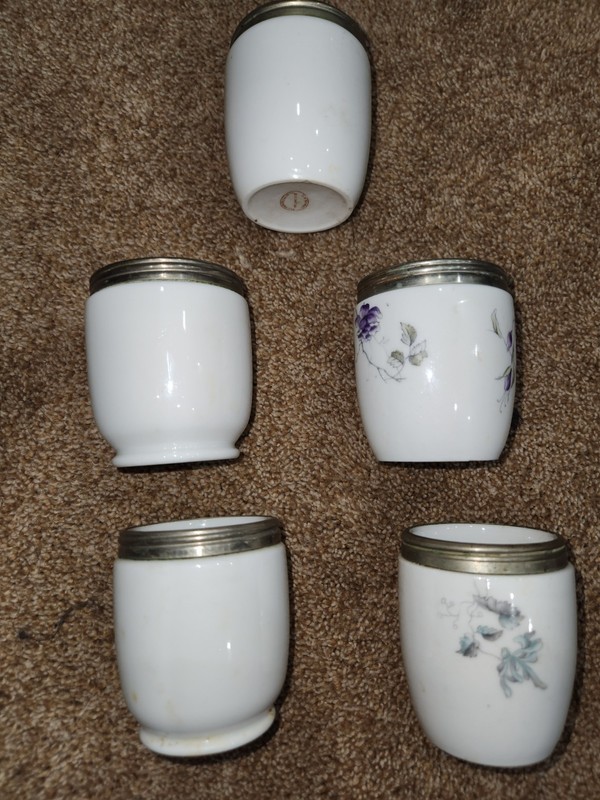 Vintage 5 Of Syracuse China Premier Egg Cup Co Porcelain Egg Coddlers NO LIDS