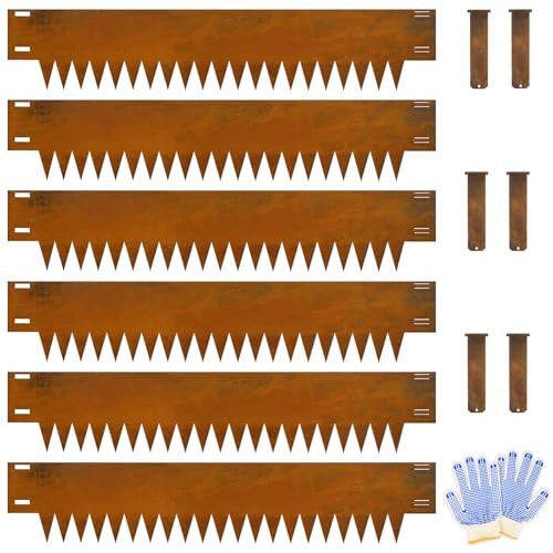 Cor Ten Steel Landscape Edging, 8Hx40L-Inch Metal Landscaping Edging, 6-Pack