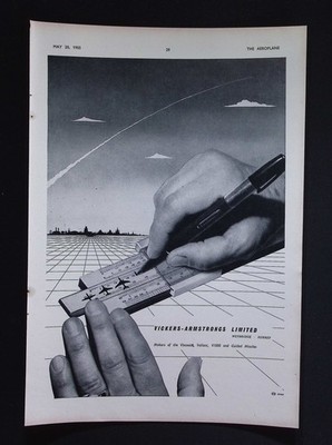 Original 1955 Reklame Vickers-Armstrongs limitierte Flugzeuge und Raketen