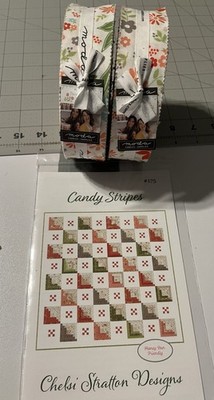 Candy Stripes Quilt Pattern With 2 Poinsettia & Pear Honey Buns 69 1/2 X 69 1/2