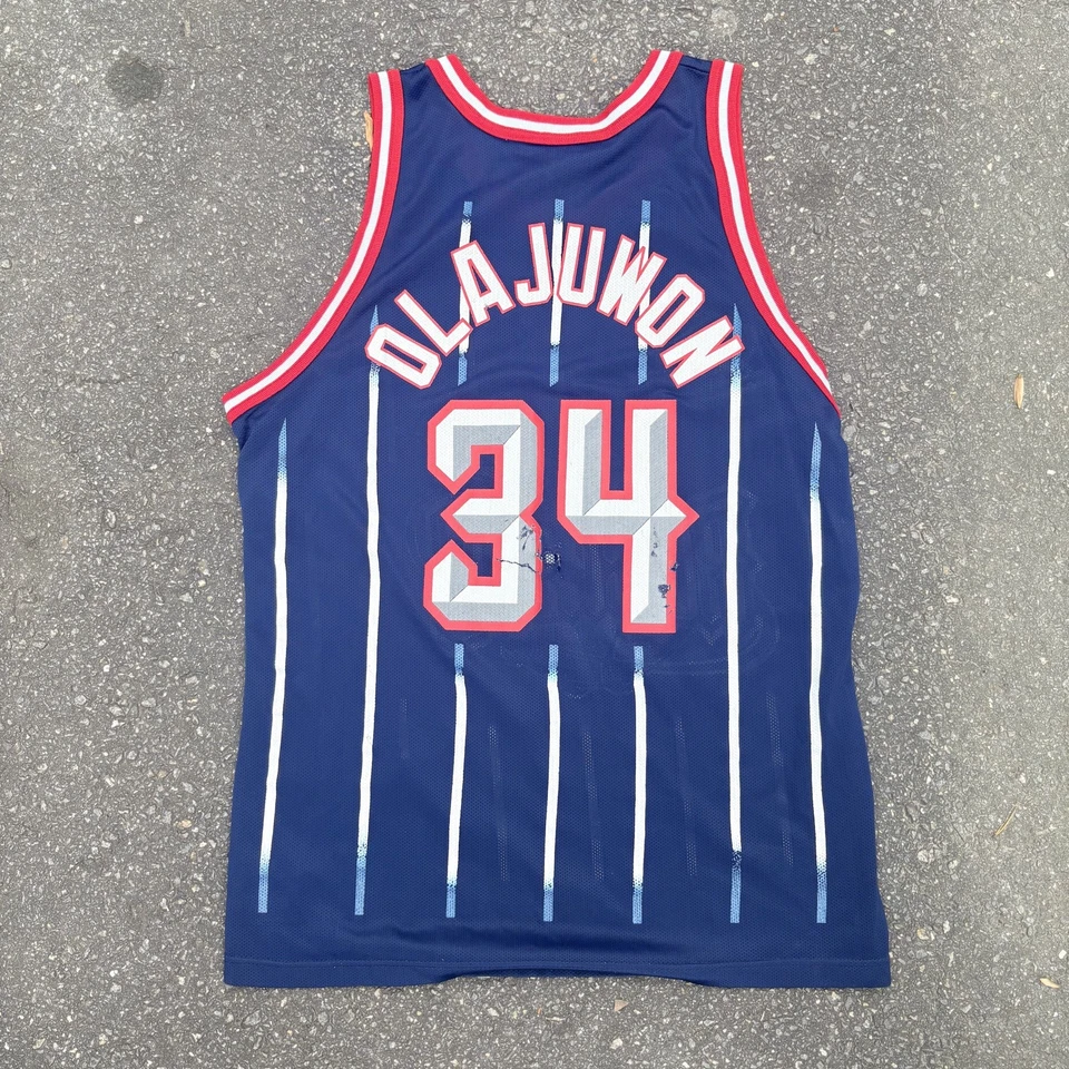 Hakeem Olajuwon Navy Houston Rockets Mitchell & Ness Authentic Jersey size 48 - Image 2 of 4