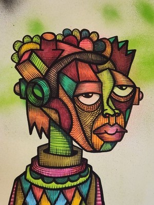 Banksy OOAK DR.NUSE89 Graffiti Death NYC Original Hip Hop Art Abstract Painting 
