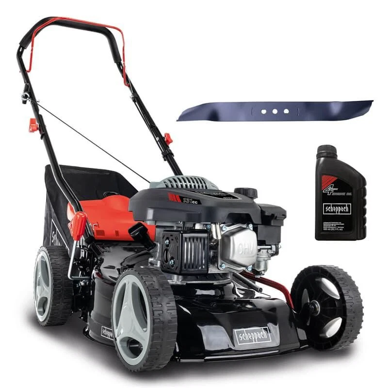 Scheppach Benzin Rasenmäher RM420 3in1 3,3PS Schnittbreite 42cm + Öl + 2. Messer