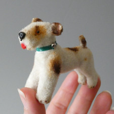 Max Carl Wagner Kunstlerschutz Vintage Flocked Fox Terrier Dog Miniature Toy