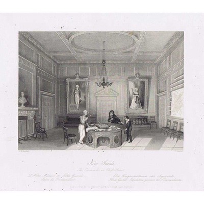 LONDON Horse Guards The Commander in Chiefs Levee - Antique Print 1841