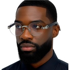 Rimless Sunglasses Silver Frame Clear Tinted Lens Trendy Retro Classy 80's 90's